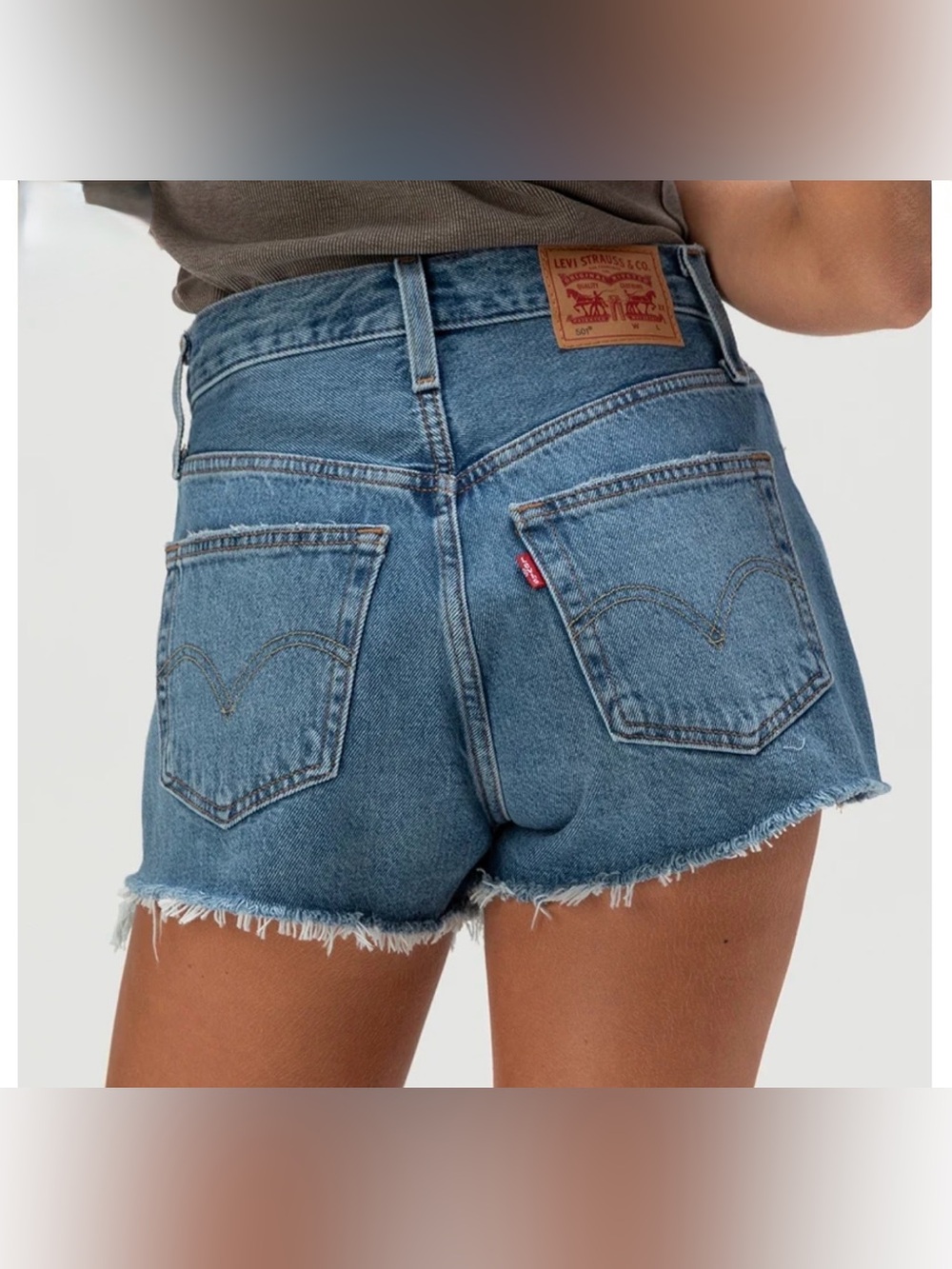 Levi’s 501 Distressed Button Fly High Rise Denim Shorts 28